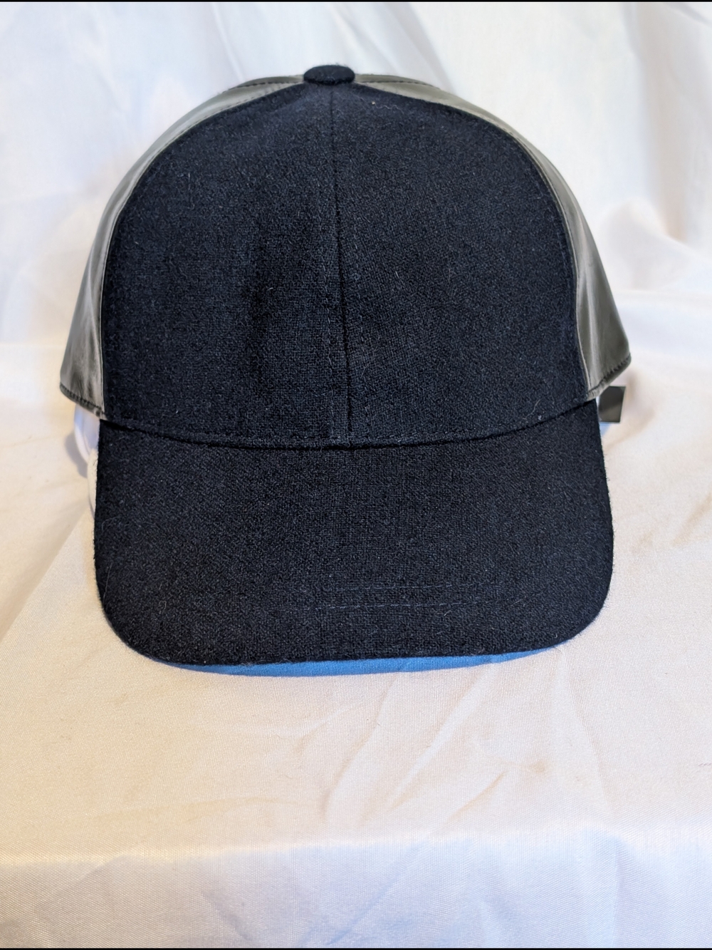 August Hats Black Wool & Pleather Baseball Cap